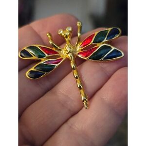 Dragonfly Brooch Enamel Vintage